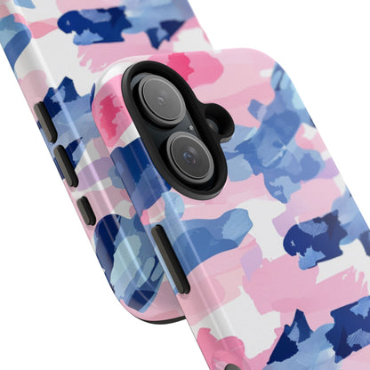 iPhone Case: Dynamic Pink & Navy Brushstroke Art