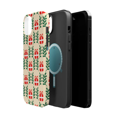 MagSafe iPhone Case: Holiday Cheer – Red Gifts & Green Leaves