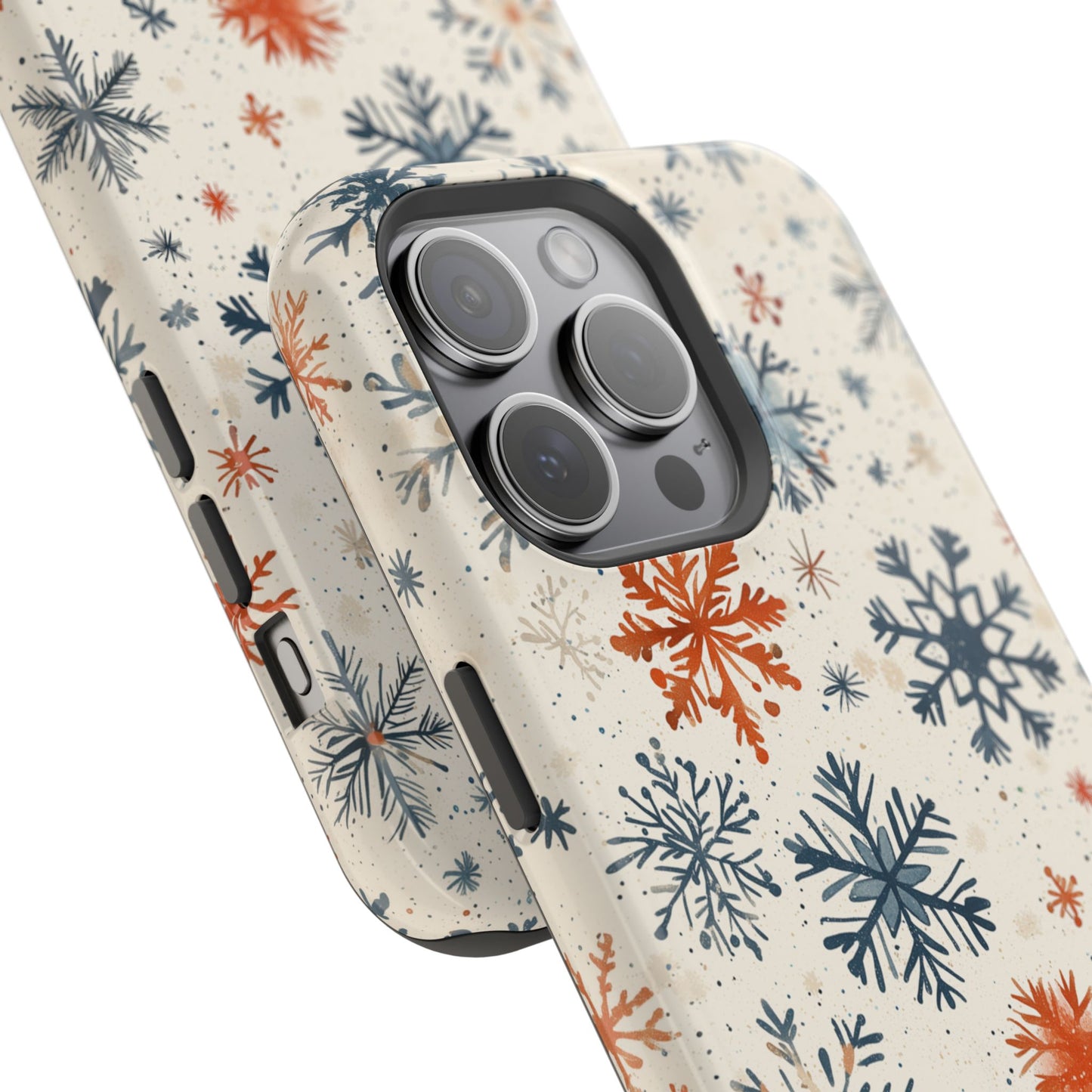 Rustic Orange and Blue Snowflake Pattern – MagSafe iPhone Series Case