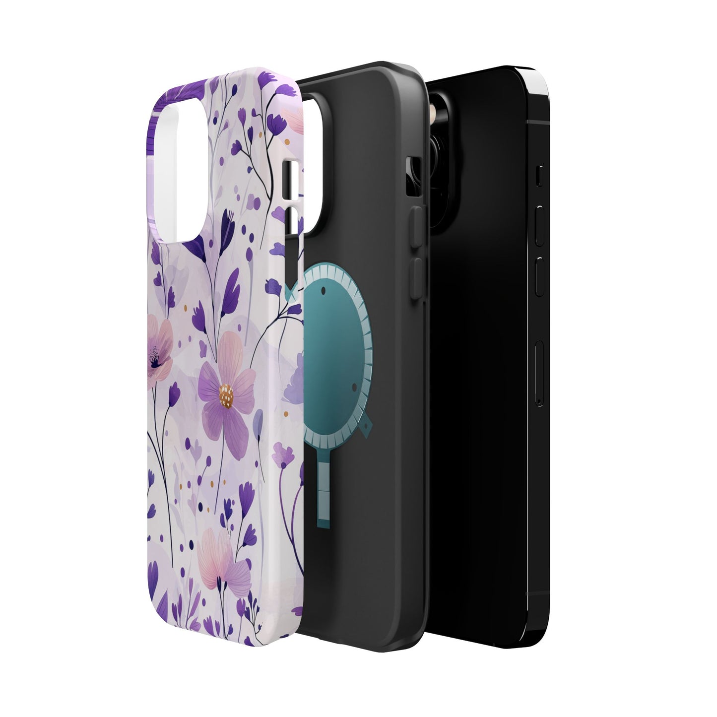 Purple Floral Bliss MagSafe iPhone Case – Delicate Blossom Design