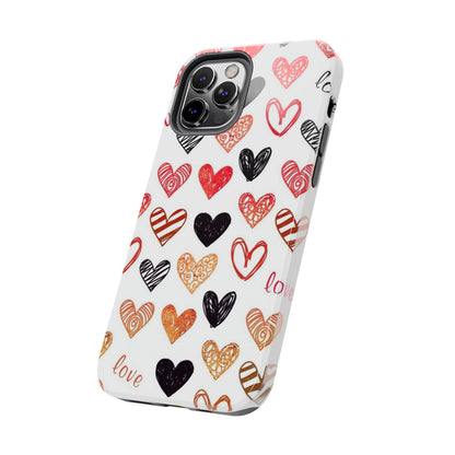 iPhone Case: Hand-Drawn Hearts & Love