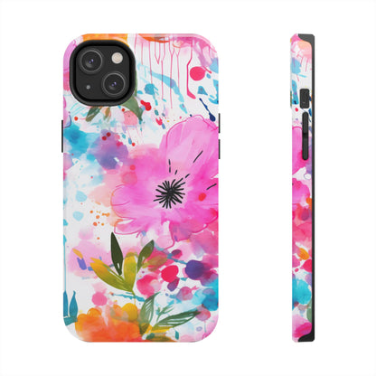 Color Splash Pink & Orange Watercolor Floral - iPhone Case