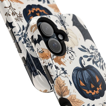 Vintage Halloween MagSafe iPhone Case – Dark Jack - o' - Lanterns, Bats, and Autumn Leaves Design - BOGO Cases