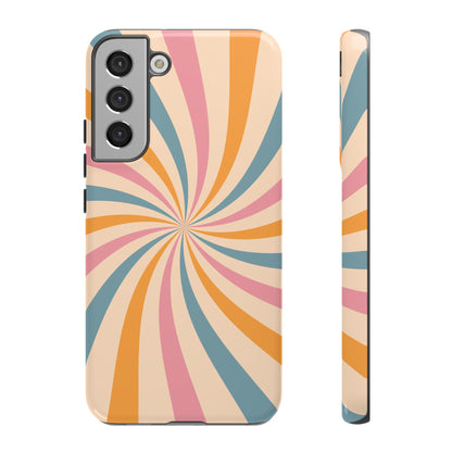 Retro Swirl Pattern Samsung Galaxy Case – Bold 70s Vibe in Pink, Orange, and Teal