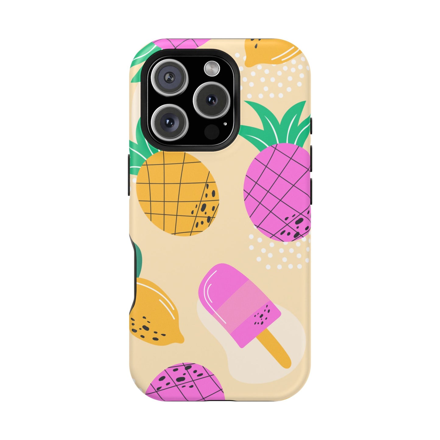 Tropical Pop MagSafe iPhone Case – Fun Pineapple & Lemon Design with Vibrant Summery Colors