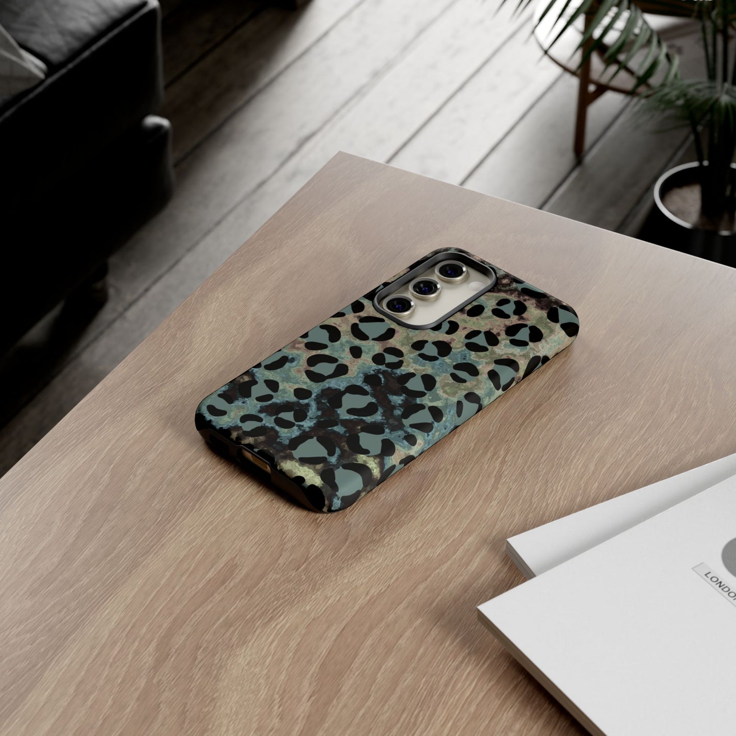 Moody Watercolor Leopard Print Tough Samsung Galaxy Case – Earthy Abstract Pattern with Dual-Layer Protection