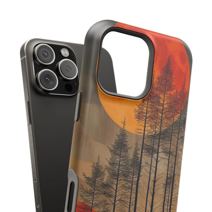 Moody Forest Moonrise MagSafe iPhone Case – Dark Landscape Design, Dual-Layer Protection