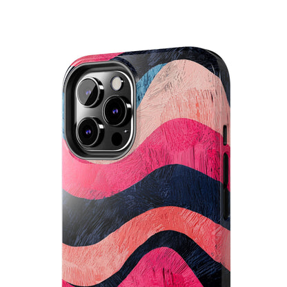 Abstract Wave Pattern iPhone Case – Shockproof, Matte Finish, Dual-Layer Protection