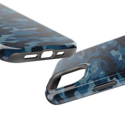 Dark Blue Camouflage – MagSafe iPhone Case with Modern Rugged Style