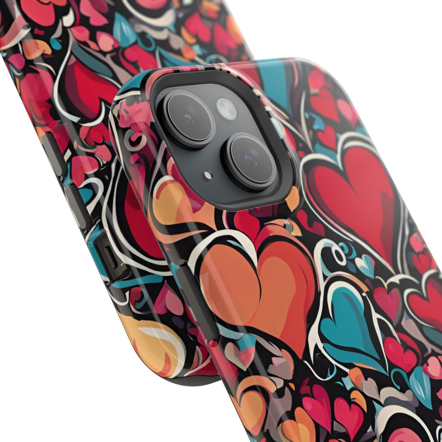 Vibrant Multicolor Heart Art – MagSafe-Compatible iPhone Case