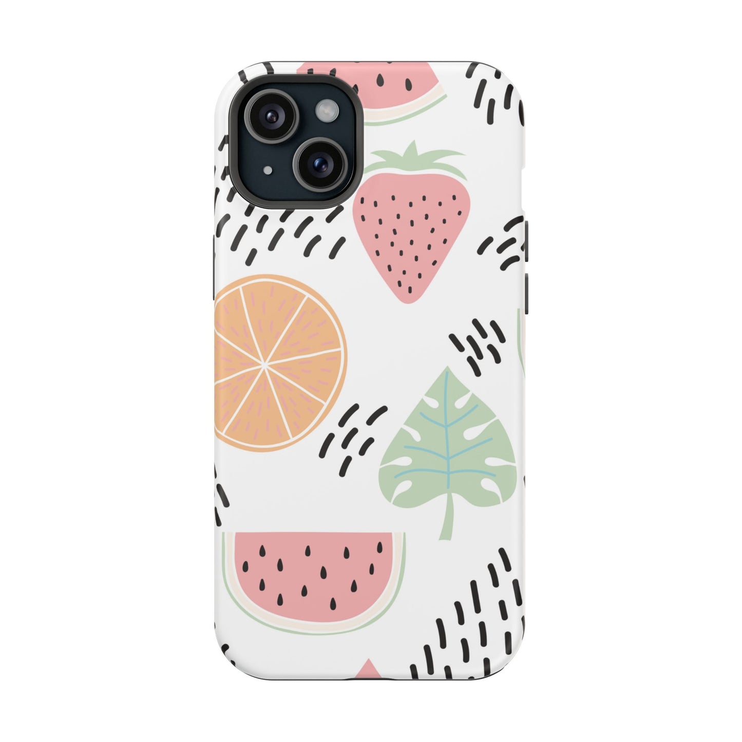 Tropical Fruit Fiesta Tough MagSafe iPhone Case – Fun Watermelon, Pineapple, and Citrus Design