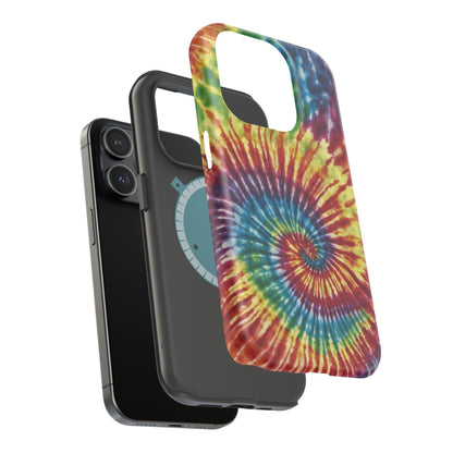 Vibrant Spiral Tie-Dye MagSafe Case – Retro Rainbow Design