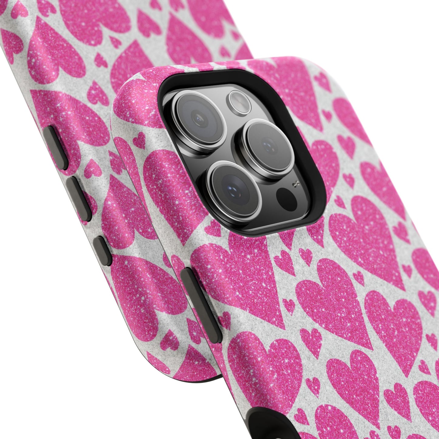 Pink Glitter Hearts Pattern MagSafe Case