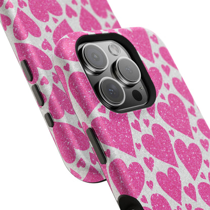 Pink Glitter Hearts Pattern MagSafe Case