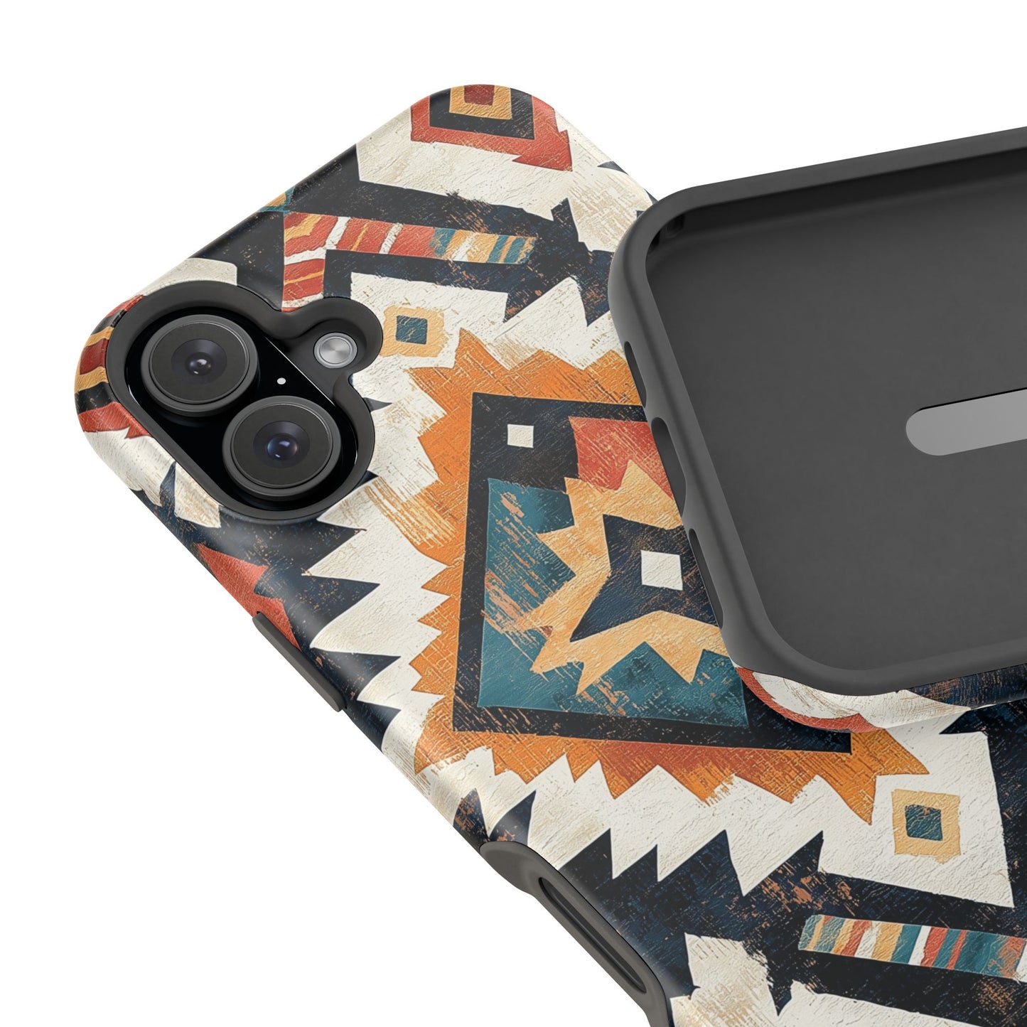 Vintage Southwestern Diamond Tough MagSafe iPhone Case – Rustic Tribal Design, Dual-Layer Protection