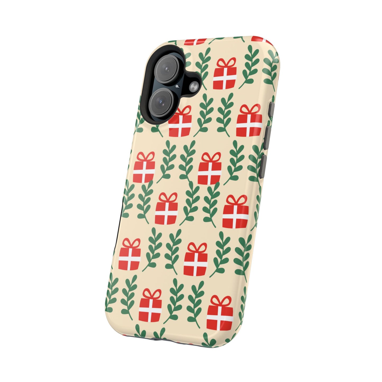 MagSafe iPhone Case: Holiday Cheer – Red Gifts & Green Leaves