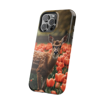 Fawn Among Tulips MagSafe iPhone Case