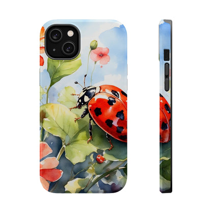 Watercolor Ladybug & Poppy Fields - MagSafe iPhone Case