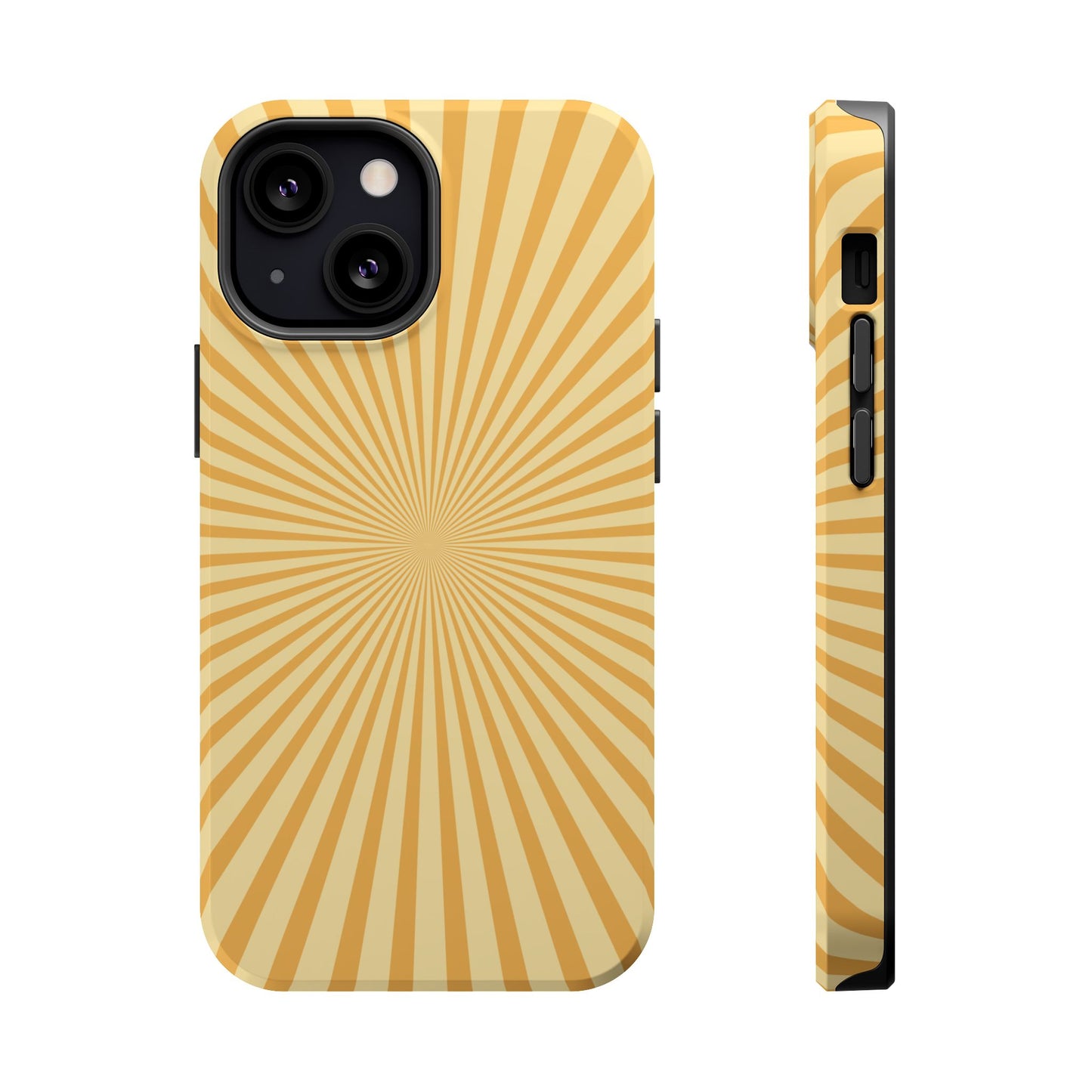 Golden Sunburst MagSafe  iPhone Case – Retro Radiant Design with Dual-Layer Protection