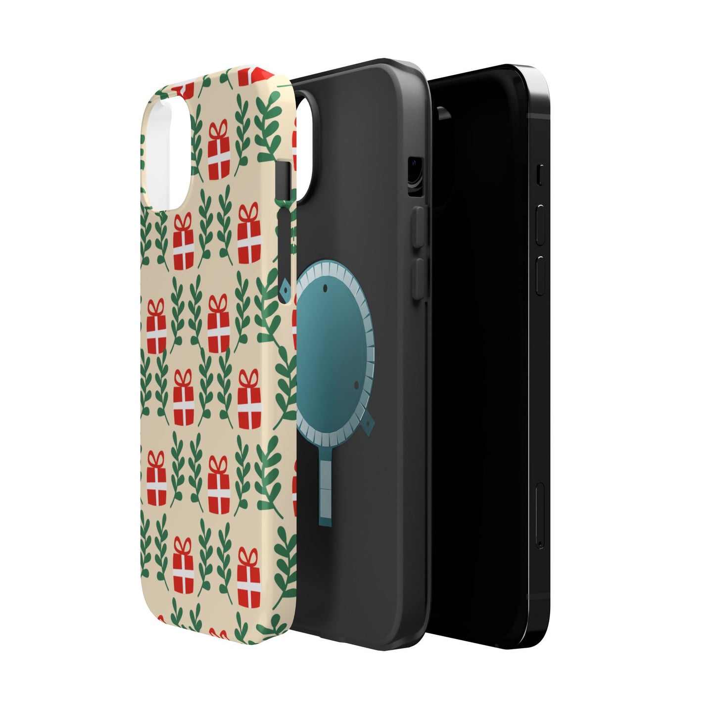 MagSafe iPhone Case: Holiday Cheer – Red Gifts & Green Leaves