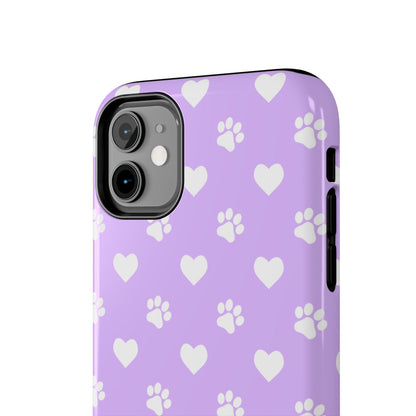 Lilac Paw Prints & Hearts – iPhone Case