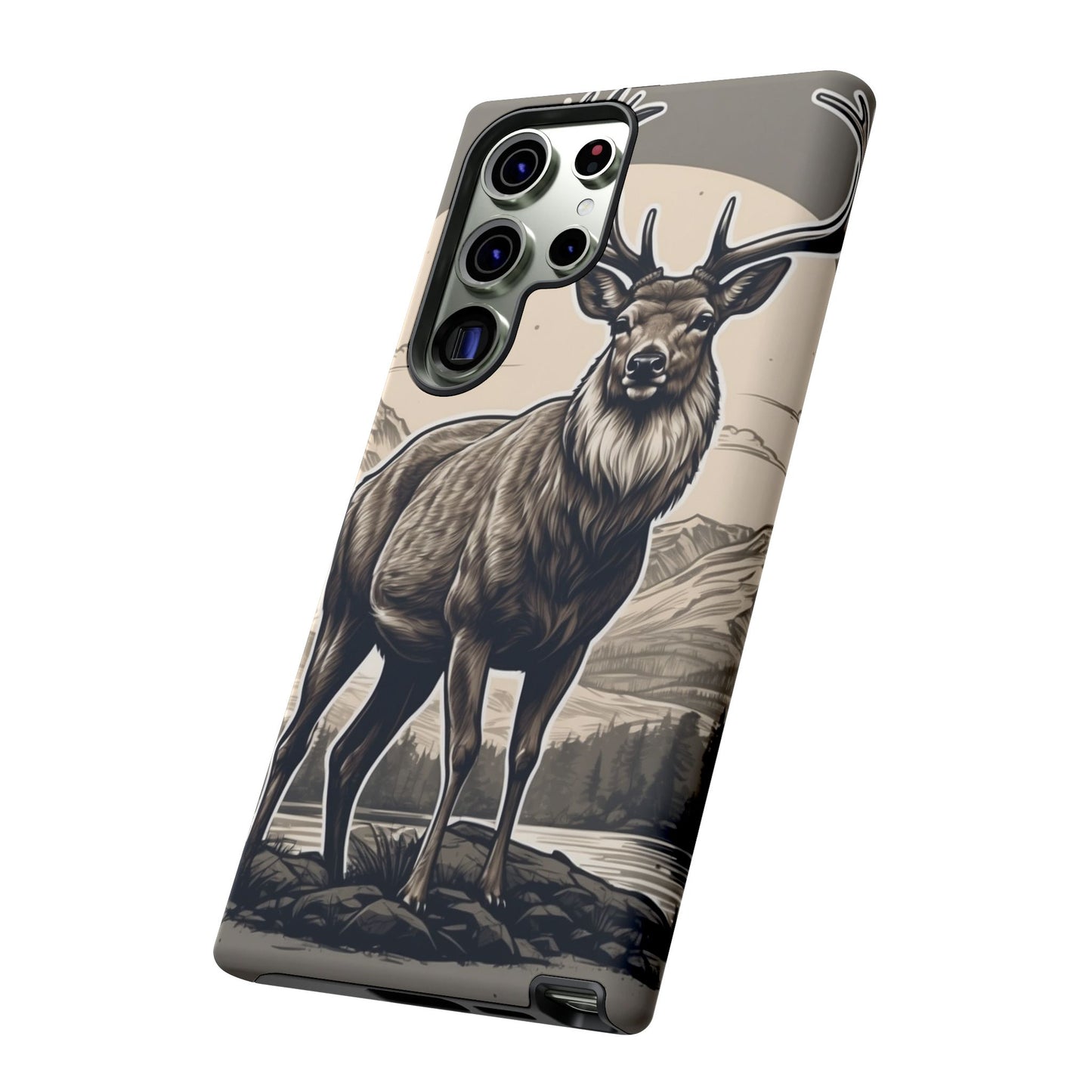 Monochrome Majesty – Regal Stag Samsung Galaxy Phone Case