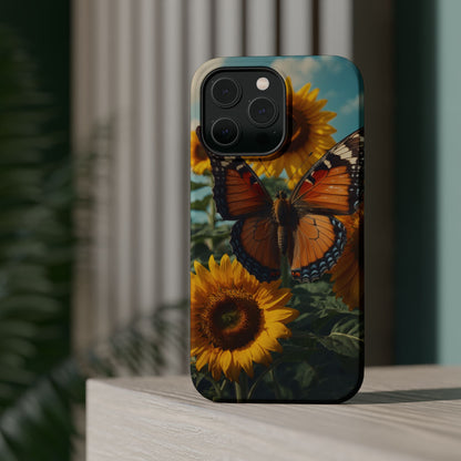 Vibrant Butterfly & Sunflower – MagSafe iPhone Case