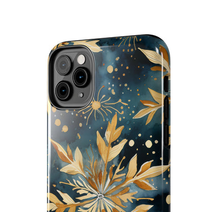 Gold Floral Snowflakes on Midnight Blue - iPhone Series Case