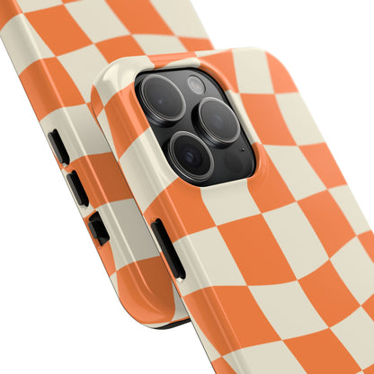 Wavy Retro Checkerboard iPhone Case – Shockproof, Matte Finish, Dual-Layer Protection