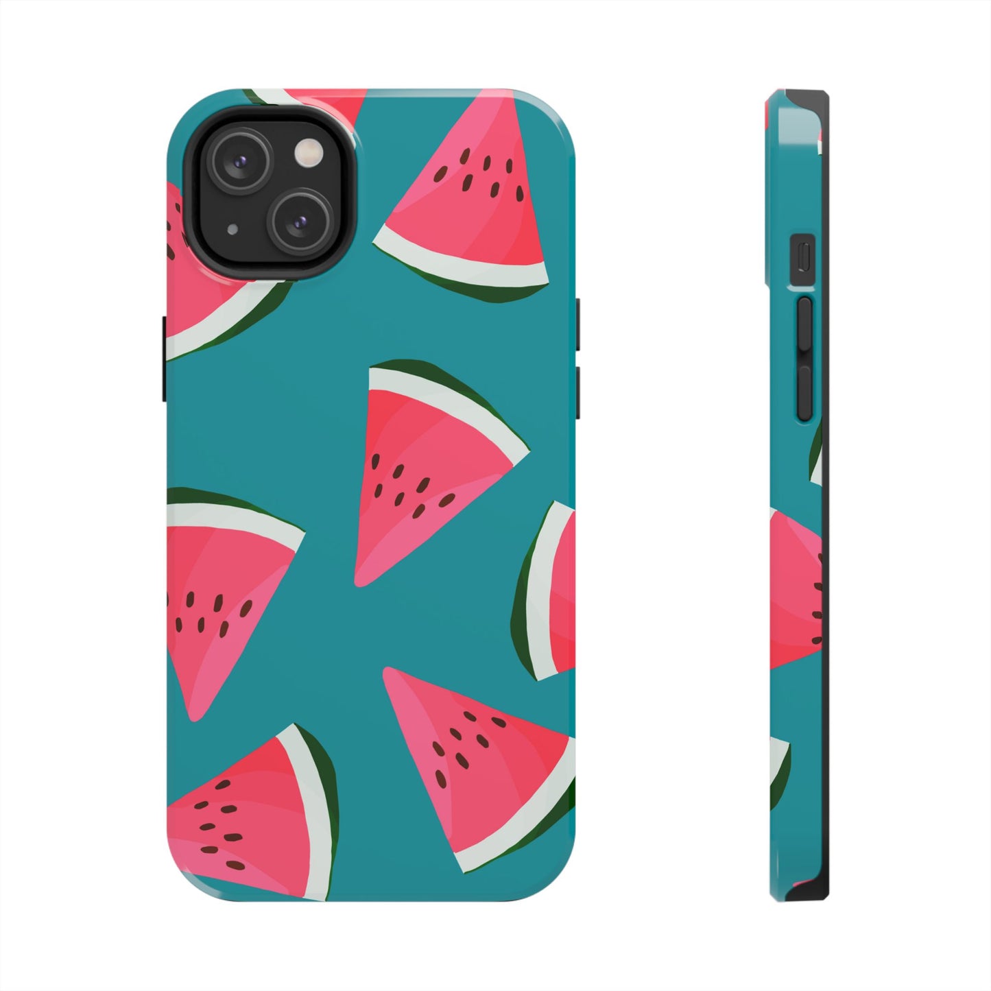 Watermelon Bliss iPhone Case – Vibrant Summer Fruit Design on Teal Background