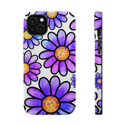 Purple Daisy Delight MagSafe iPhone Case – Slim Profile, Glossy Finish