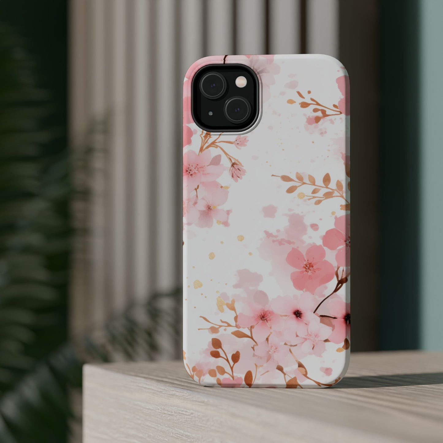 Soft Pink Cherry Blossom MagSafe Case – Floral Elegance with Wireless Charging