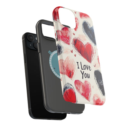 Brushstroke Hearts of Love "I Love You" - MagSafe Compatible Case