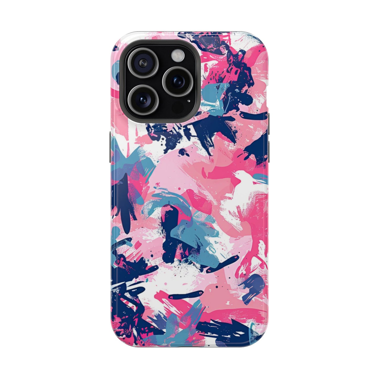 Vibrant Pink & Navy Abstract Splash – MagSafe iPhone Case