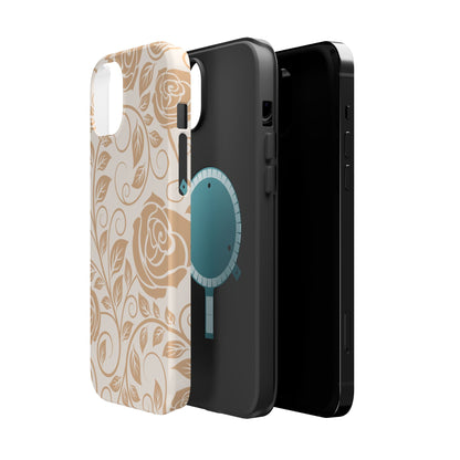 Vintage Rose Vine Tough MagSafe iPhone Case – Elegant Floral Pattern with Dual-Layer Protection