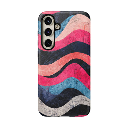 Abstract Wave Pattern Samsung Galaxy Case – Shockproof, Matte Finish, Dual-Layer Protection