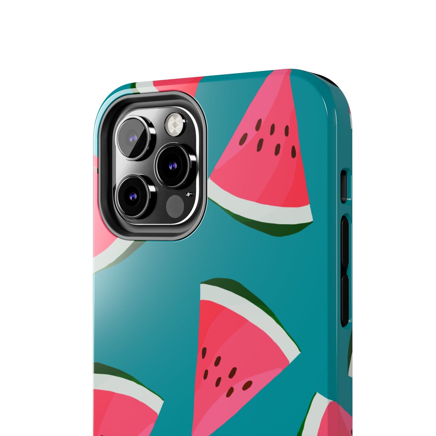 Watermelon Bliss iPhone Case – Vibrant Summer Fruit Design on Teal Background