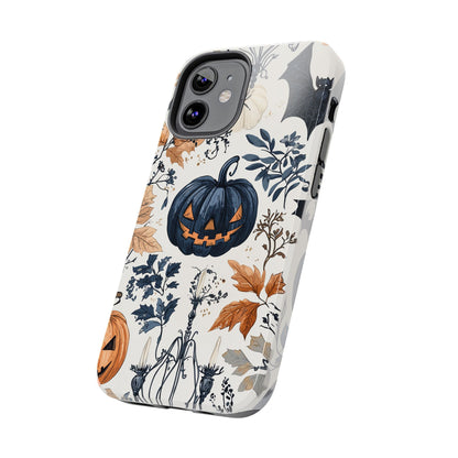 Vintage Halloween iPhone Case – Dark Jack-o'-Lanterns, Bats, and Autumn Leaves Design