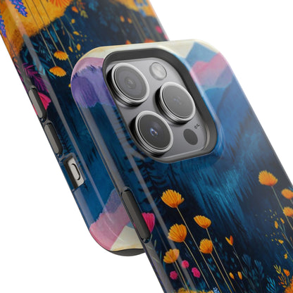 Vibrant Wildflower Mountain MagSafe iPhone Case – Bold Nature Art, Dual - Layer Protection - BOGO Cases