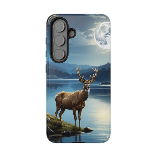Moonlit Elegance: Stag by the Lake – Samsung Galaxy Case