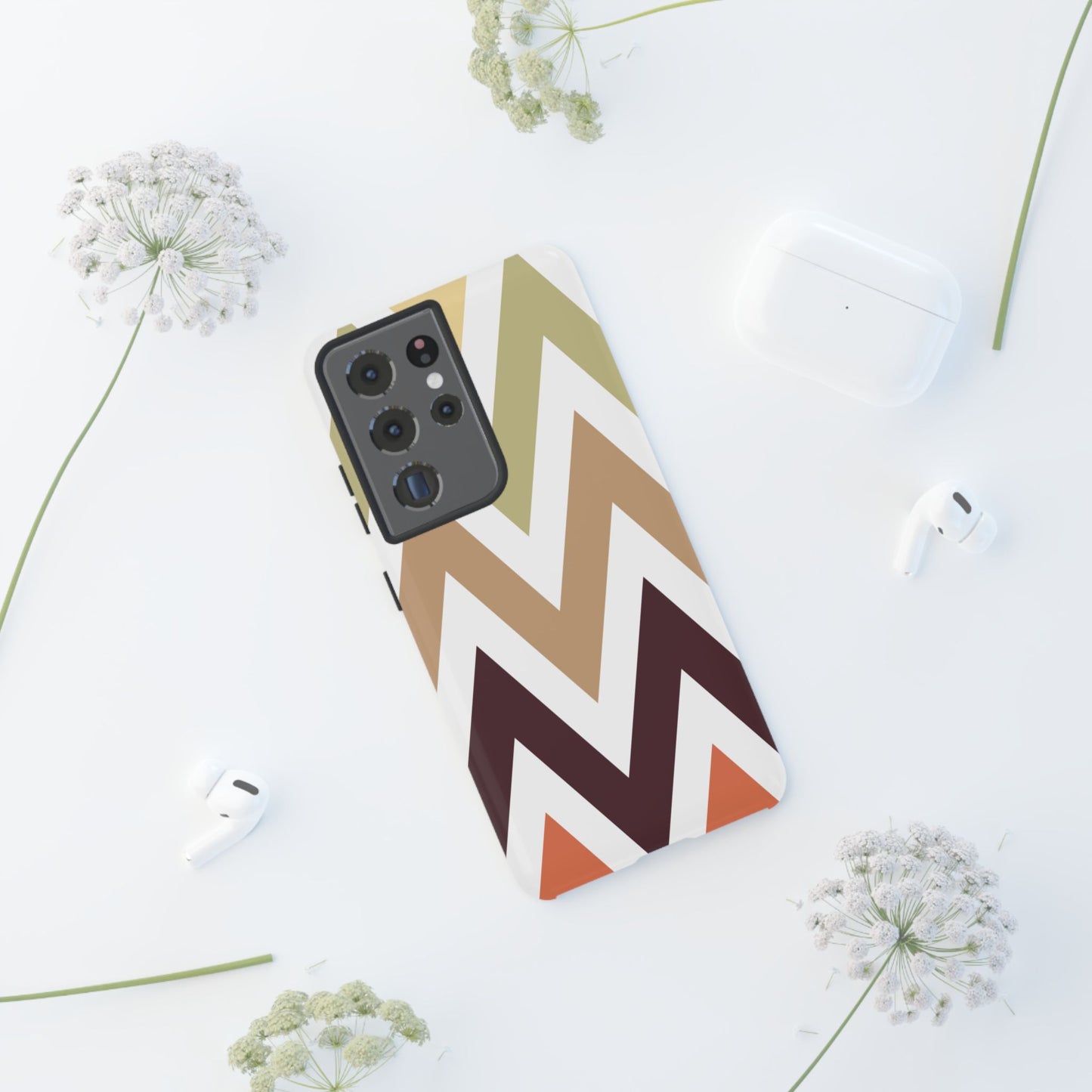 Earthy Chevron Samsung Galaxy Case – Boho-Inspired Design with Dual-Layer Protection