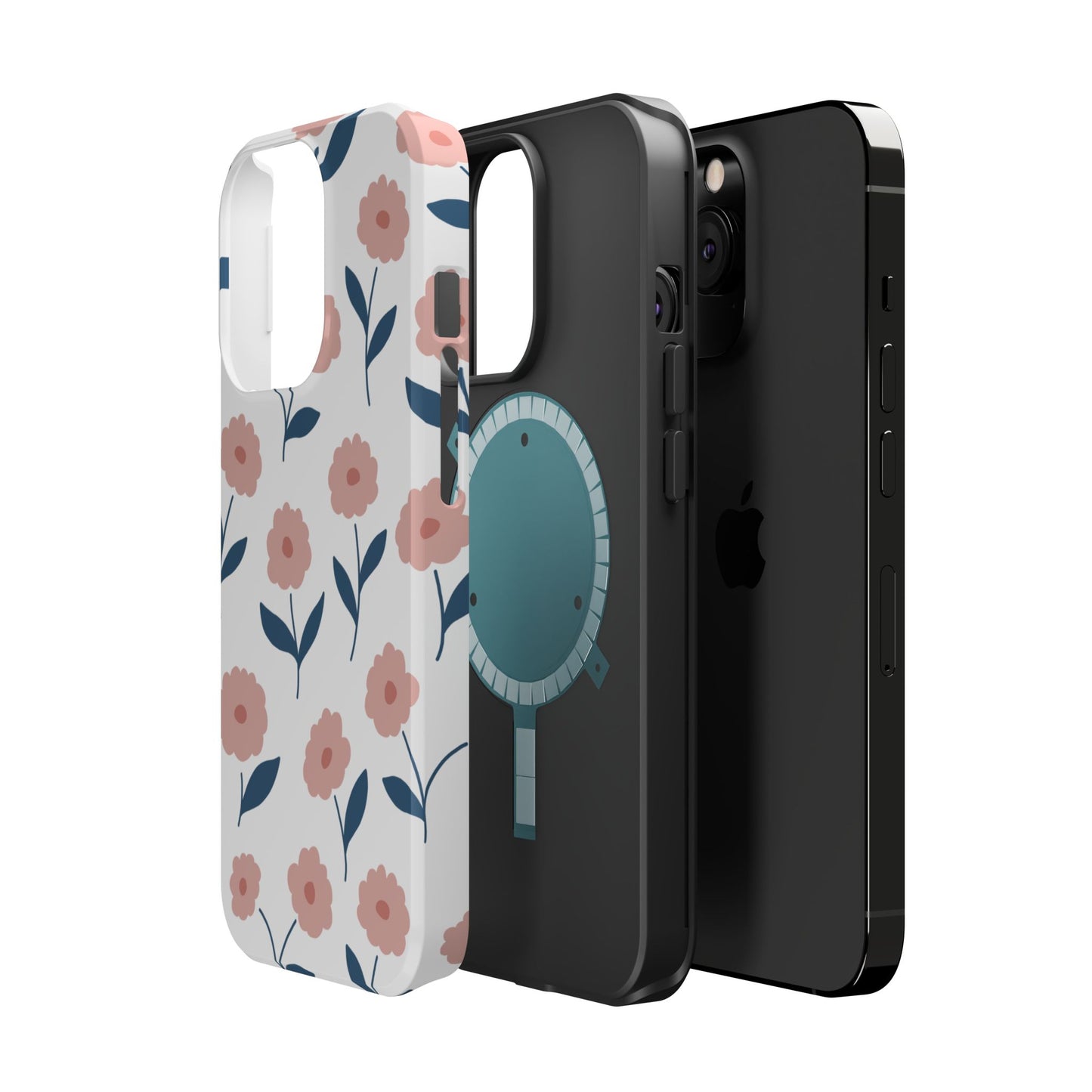 Playful Pink Floral Tough MagSafe  iPhone Case – Soft Pastel Design, Slim & Shockproof