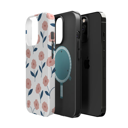 Playful Pink Floral Tough MagSafe  iPhone Case – Soft Pastel Design, Slim & Shockproof