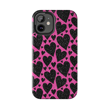 Pink Glitter Hearts iPhone Case