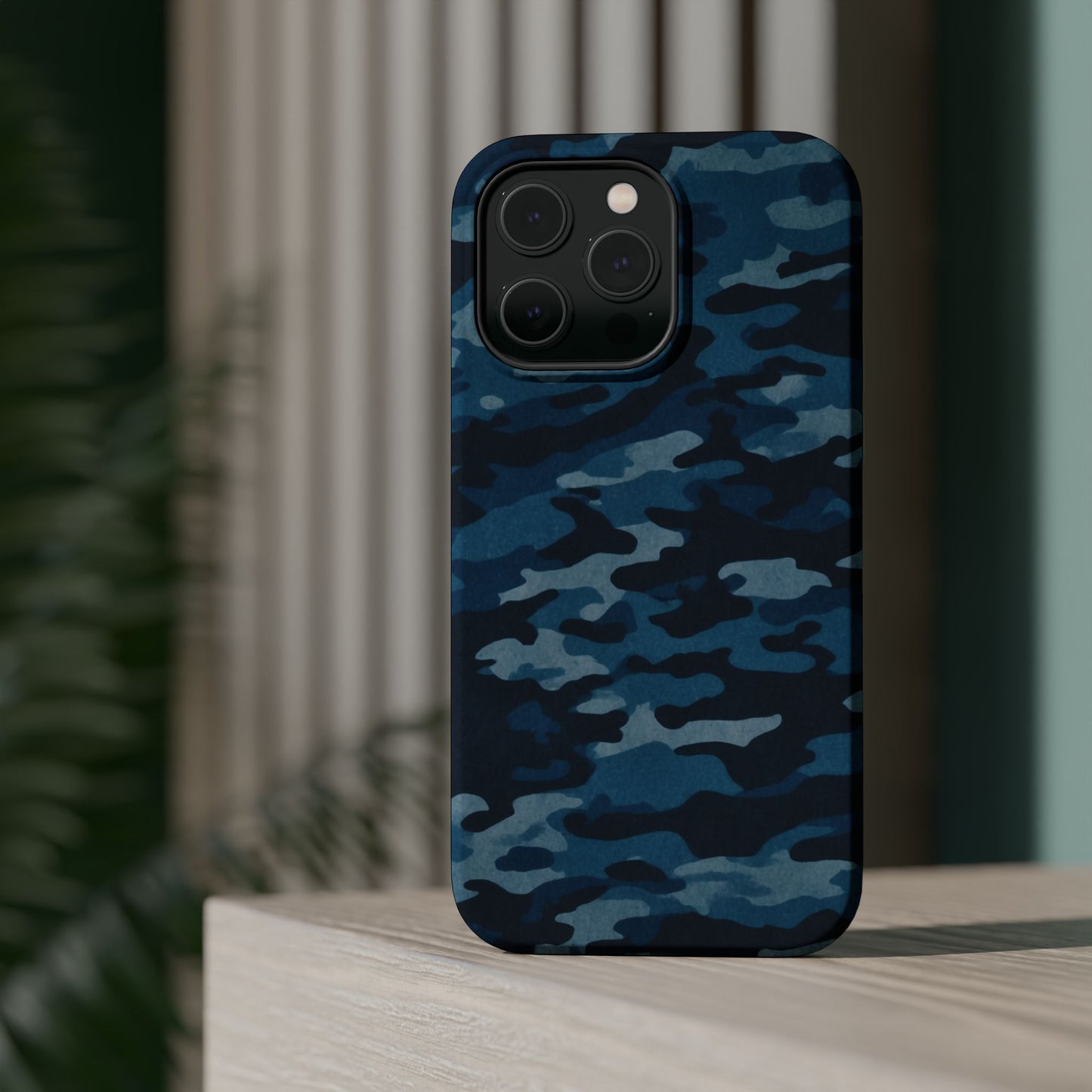 Dark Blue Camouflage – MagSafe iPhone Case with Modern Rugged Style