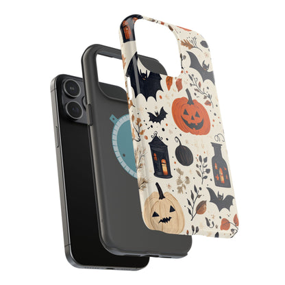 Charming Halloween MagSafe iPhone Case – Pumpkin, Bats, and Spooky Lantern Design