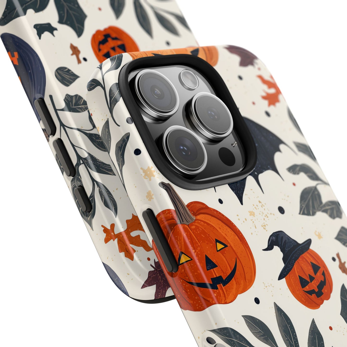 Spooky Halloween iPhone Case – Pumpkins, Bats, and Spider Design