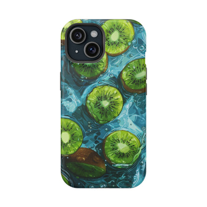 Tropical Kiwi Splash MagSafe iPhone Case – Tough Dual-Layer, Vibrant Summer Design