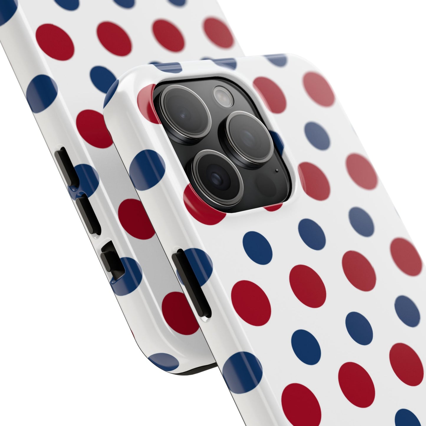 Patriotic Navy, White, and Red Polka Dot iPhone Case