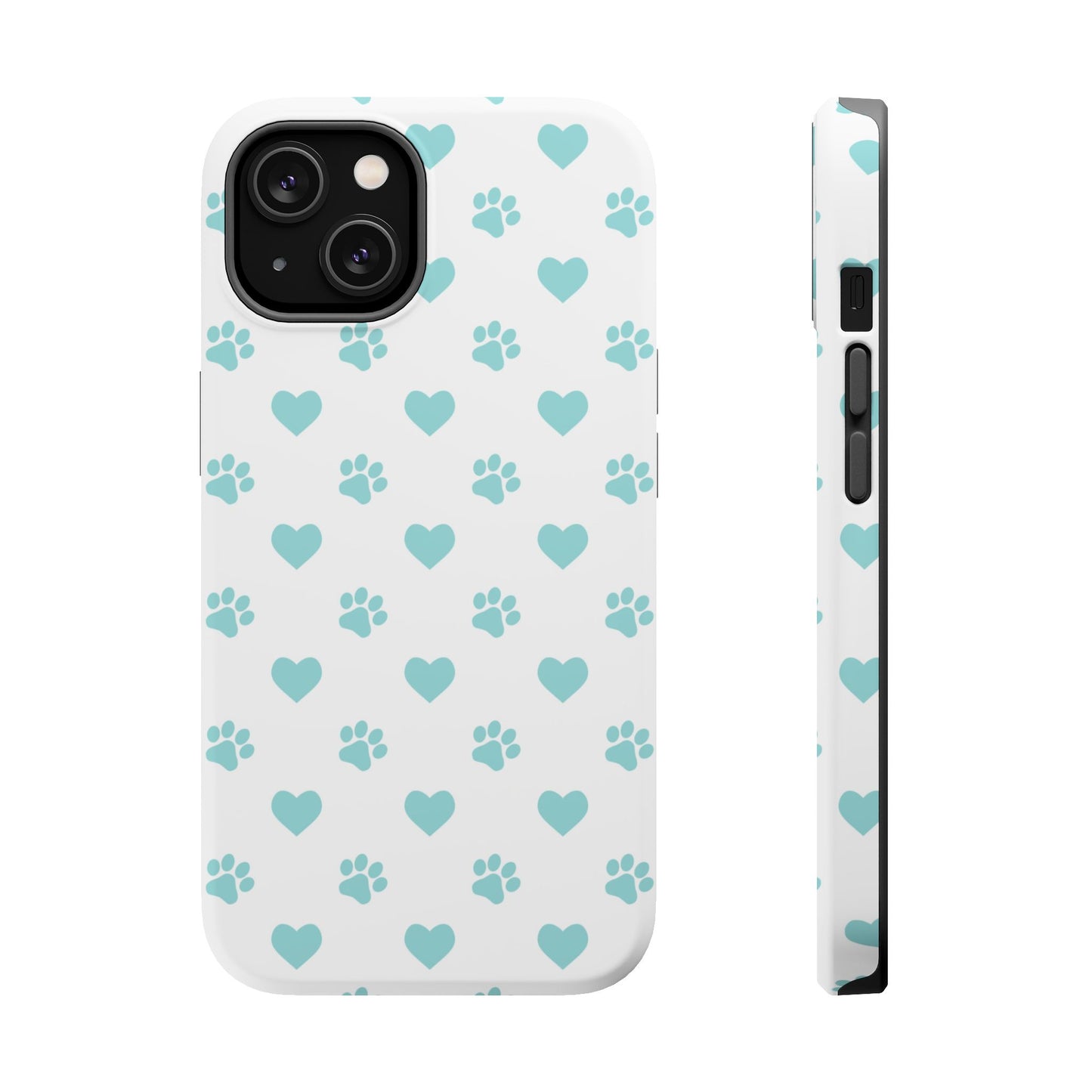 Mint Green Paw Print & Heart MagSafe Case – Pet Lover’s Magnetic Style